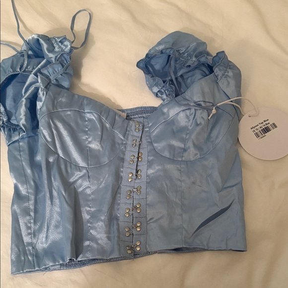 Elegant Blue Satin Princess Polly Women's Top - Picture 1 of 2